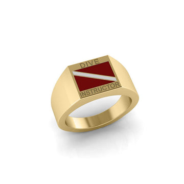 Dive Instructor Solid Gold Ring GRI087 - Jewelry